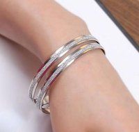 Fashion Womens Yellow Gold Plated Double Hoop Bangle Bracelet Charm Jewelry Gift N7