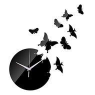 EverTrust(TM) direct selling Acrylic Quartz wall watch the butterfly mirror clocks 3d Modern home decoration diy... N3
