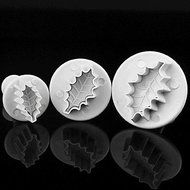 Y&amp;XL&amp;H 3pcs Christmas Leaf Springs Stamper Fondant Cake Baking Tools