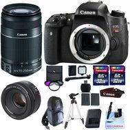 Canon EOS T6s + Canon EF-S 55-250mm IS STM + Canon 50mm STM + 2 32GB Transcend SD Memory Cards + LED Video Light...