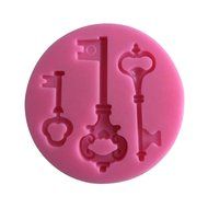 FLY Retro Key Shape 3D Fondant Silicone Cake Mold Cake Decorating,Pink N2