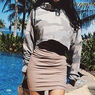 Sweatshirt,Women Camouflage Hoodie Sweatshirt Sweater Crop Top Coat N3