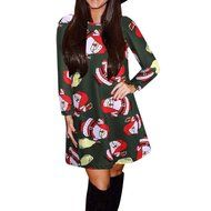 Morecome Women Long Sleeve Santa Snowman Printing Christmas Party Dress