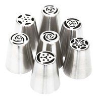 7-Piece Kitchen Stainless Steel Cake Decorating Russian Piping Tips Set