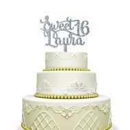 Personalized Sweet 16 Cake Topper For Birthday Black