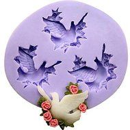 Y&amp;XL&amp;H Three Holes Pigeon Fondant Cake Chocolate Resin Clay Candy Silicone Mold,L8.8mW7.9cmH1.3cm