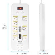 [UFO All-In-One Charging Center] 4-Outlet Surge Protector with Four (4) USB Charging Ports (4.2A) , 100V-240V... N26