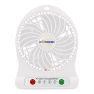 Mini 3-Speed Portable Rechargeable 1800mAh Lithium Battery Powered Desk Travel Fan - White