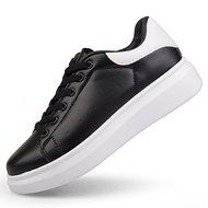 Spritech(TM) Men Women Unisex Fashion PU Leather Lace Up Lovers Casual Flat Sneaker Shoes White and Black 38 N38