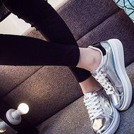 Spritech(TM) Men Women Unisex Fashion PU Leather Lace Up Lovers Casual Flat Sneaker Shoes White and Black 38 N39