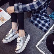 Spritech(TM) Men Women Unisex Fashion PU Leather Lace Up Lovers Casual Flat Sneaker Shoes White and Black 38 N40