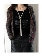 ARJOSA Women's Fashion Long String Cord Chain Metallic Like Necklace (#4 Alloy Leaves) N7