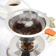 Uten Reusable Stainless Steel Pour Over Coffee Brewer Dripper Filter Cone with Double Layer Fine Mesh (2 cup) N3