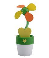 O2-Cool USB or Battery Operated Flower Fan with Night Light (Green/Purple/Red) N2