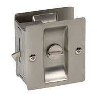 Satin Nickel Pocket Sliding Door Privacy Handle Lock Pull Hardware Set by HowPlumb