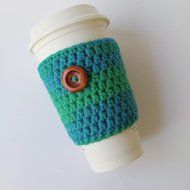 Reusable Travel Cup Sleeve Blue Green