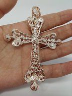 QTMY Women Diamond Cross Pendant long Necklace Jewelry Choker Collar N4