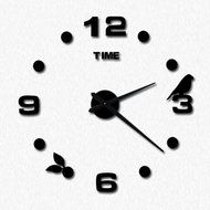 MuLuo Home Decorations 3d Acrylic Mirror Stickers Clocks Living Room DIY Wall Clock Watch black N2