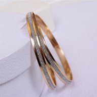 Fashion Womens Yellow Gold Plated Double Hoop Bangle Bracelet Charm Jewelry Gift N9