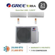 Gree MULTI30BTERRA202 - 30,000 BTU Multi21 Dual-Zone Wall Mounted Mini Split Air Conditioner with Heat Pump 220V... N17
