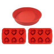 1 Piece Silicone Round Cake Pan Colour Red + 2 Piece Silicone 6-cup Heart Shape Muffin Cake Mould Colour Red +...
