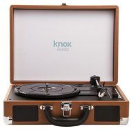 Knox Portable Turntable With BlueTooth, USB Drive, Built in Speakers &amp; Rechargabable Battery - Brown