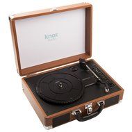Knox Portable Turntable With BlueTooth, USB Drive, Built in Speakers &amp; Rechargabable Battery - Brown N2