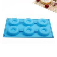 Generic 6 Cavity Donut Pan, Silicone Baking Cake Cookie Mold (Blue)