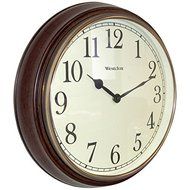 New WESTCLOX 73004P 15.5&quot; Round Dark Woodgrain Clock
