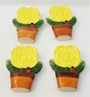 AD Trend "Italian Style" 27701 Radiators Humidifier, Ceramic, Yellow Rose Flower Pot Shape (Pack of 4)
