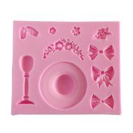 Wocuz W0709 Silicone Bows and Hat Shape Fondant Mold Candy Making Mould for Cake Embossing Decoration