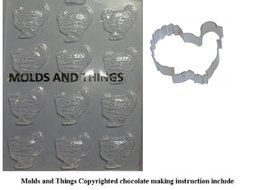 Gobbler Turkey Cookie Cutter and Small TURKEYS Chocolate Candy Mold with &copy; Molding Instruction