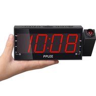 PPLEE 1.8&quot; LED Dimmable Projection Clock Radio with FM,USB Charging,Dual Alarm,Battery Backup,Sleep Timer,Snooze N3