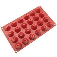 Freshware CB-217RD 24-Cavity Volcano Shape Silicone Mold for Mini Cake, Bread, Tart, Cheesecake, Pudding, Jello...