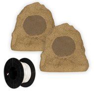 Theater Solutions 2R4S Outdoor Sandstone Rock 2 Speaker Set with Wire for Deck Pool Spa Patio Garden