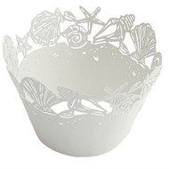 Eforstore White Beach Themed Sea Shell Seashells Cupcake Wrapper Liners for Baby Shower Wedding Birthday Party...