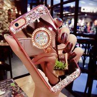iPhone 7 Glass Mirror Case-Auroralove Silver Luxury Beauty Makeup Case Soft Slim Glass Mirror Case Rubberized... N2