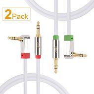 Super HD 3.5mm Aux Stereo Audio Cable Angled Male Type 24K Gold Plated Step Down Design Metal Connectors with... N6