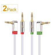 Super HD 3.5mm Aux Stereo Audio Cable Angled Male Type 24K Gold Plated Step Down Design Metal Connectors with... N7