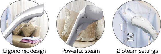SALAV HS-04/T 1000W Quick Steam Hand Held Steamer with Dual Steam Settings, Gray N5