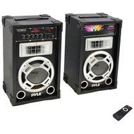 PYLE PRO PSUFM835A Dual 800-Watt Disco Jam Powered 2-Way PA Speaker System with Auxillary Jack