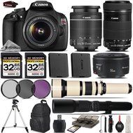 Canon EOS Rebel T5 DSLR Camera + Canon 18-55mm IS Lens + Canon 55-250mm STM Lens+ Canon 50mm 1.8 Lens + 650-1300mm... N3