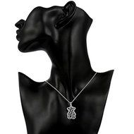 New Charm 925 Sterling Silver Plated Love Hearts &amp; Bear Pendant Necklace Jewelry N2