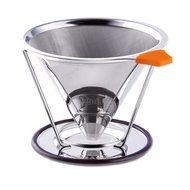 Aohang Stainless Steel Paperless Reusable Pour Over Coffee Filter Funnel Cone Dripper for Home Office