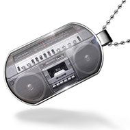 Dogtag Boombox / Ghettoblaster, speakers, cassette, radio Dog tags necklace - Neonblond N2