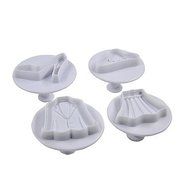 Sher 4Pcs Lady Shose and Cloth Set Fondant Craft Mould Sugar Craft Tools