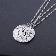 Fashion Silver Tone Necklaces Crystal Christmas Deer Pendent Chain 2 Couple Gift
