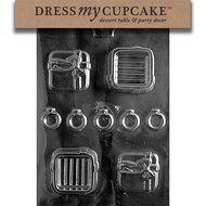 Dress My Cupcake DMCW047 Chocolate Candy Mold, Gift Pour Box with 5 Ring, Wedding