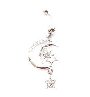 Dedegui 14g Crystal Gems Moon and Star Dangle Belly Button Navel Ring Body Piercing Jewelry