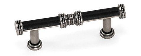 Laurey 59815 Cabinet Hardware 3-Inch Sirocco Pull, Black Leather with Silverado by Laurey